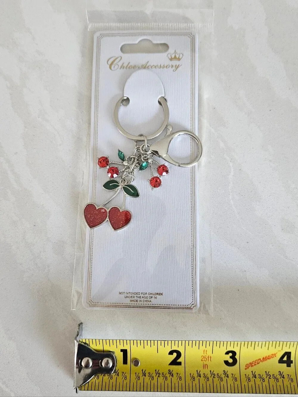 Red Cherry Heart Keychain Charm